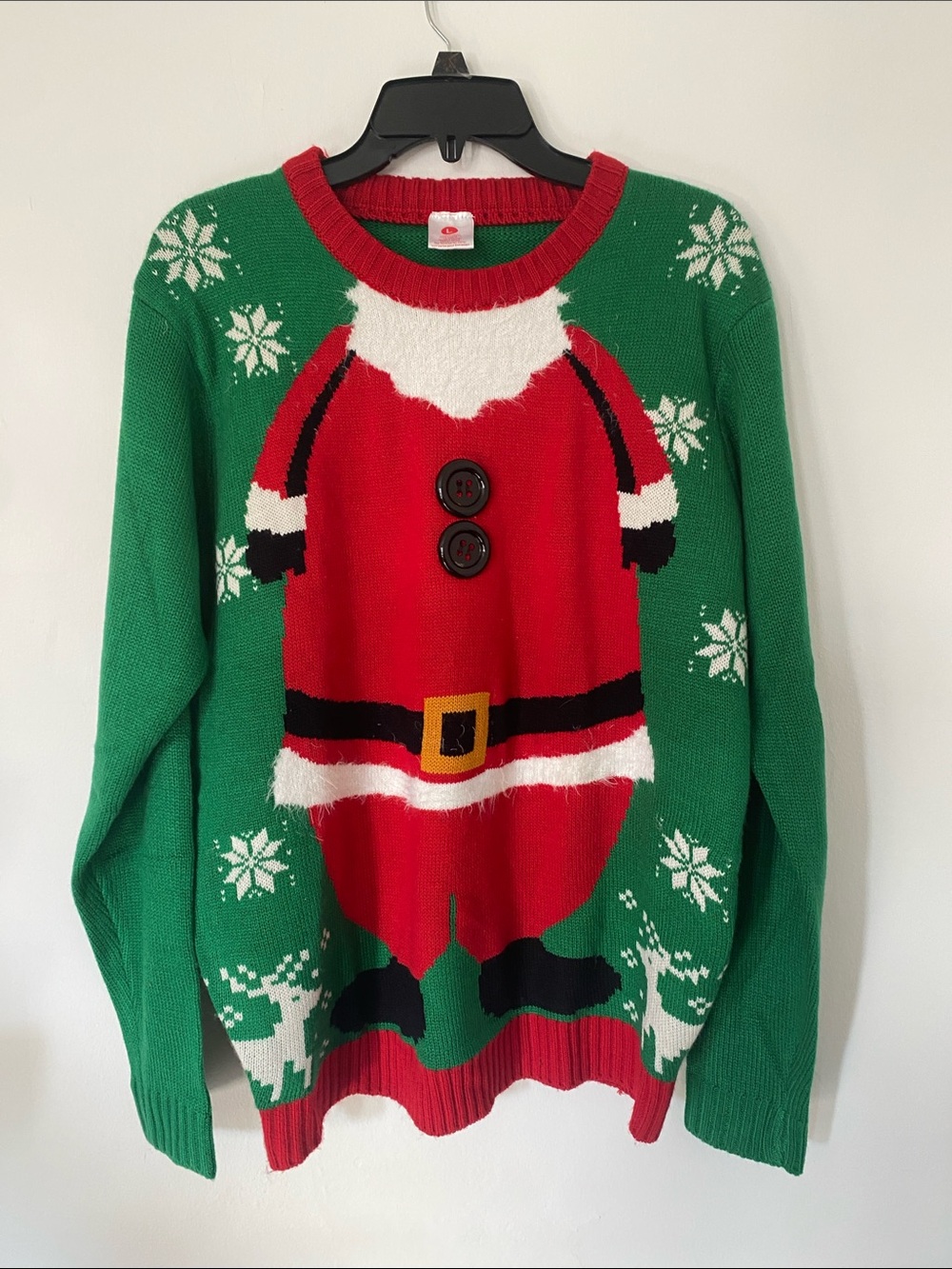 Festive Santa Novelty Christmas Sweater - Red & Green